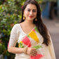 Cream Polycotton Woven Design Saree with Unstitched Blouse - Hiral Fashion | Swadesiicart