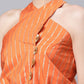 Ahalyaa Womens Orange Crepe Gold Stripped Print Jumpsuit - Swadesiicart