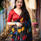 Black Poly Georgette Ethnic Motifs Saree with Unstitched Blouse - Hiral Fashion | Swadesiicart