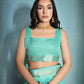 Vishnu Weaves Women's Sea-Green Raw Silk Zari Woven Saree with Blouse - Swadesiicart