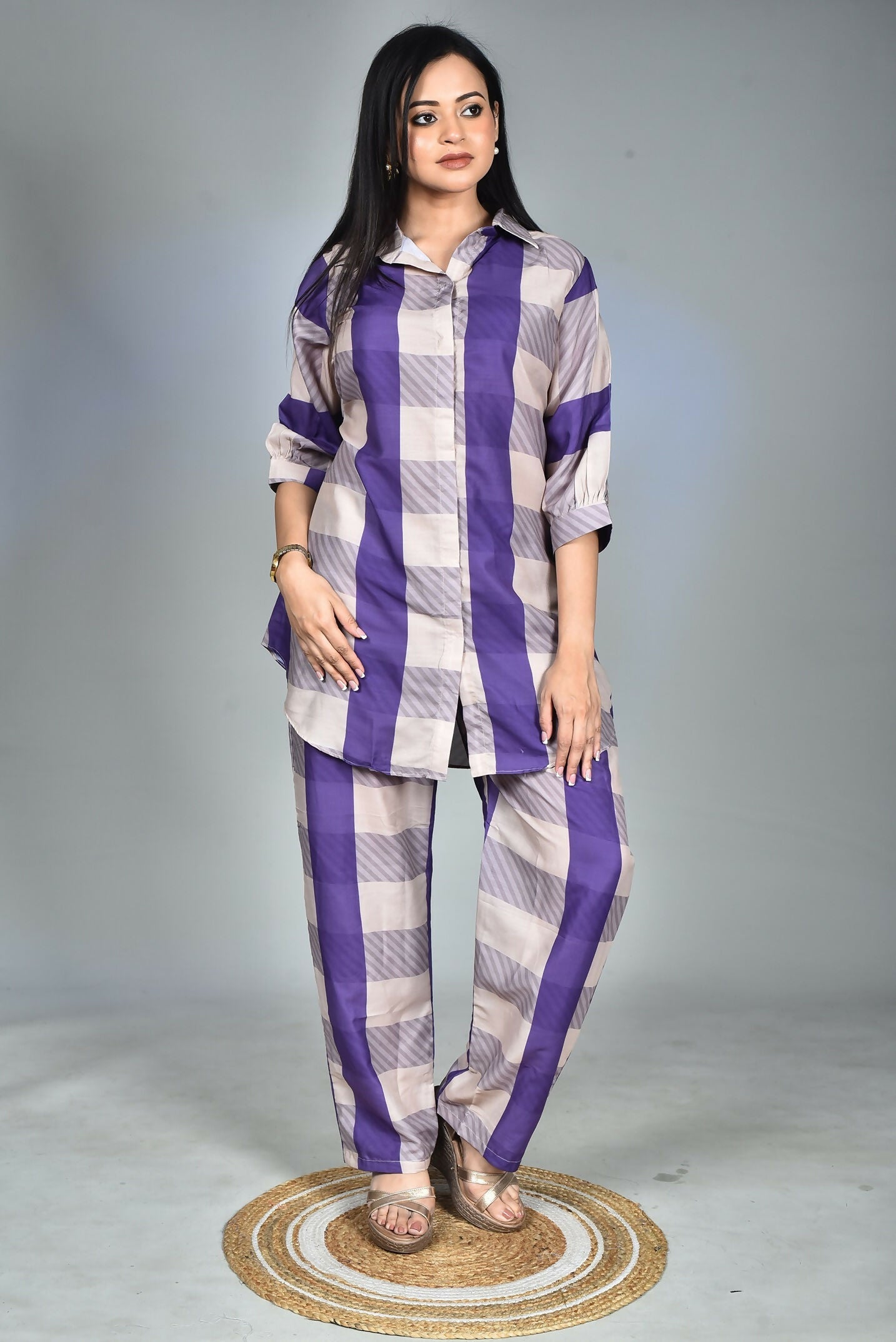 Morchari Digital Print Semi Muslin Co-Ord Set Top & Trouser-Multicolor - Swadesiicart