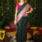 Vishnu Weaves Women's Bottle Green Paithani Silk Zari Woven Saree with Unstitched Blouse - Swadesiicart