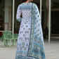 Juniper Women's Skyblue Cambric Floral Placement Kurta Dupatta Sets | Swadesiicart