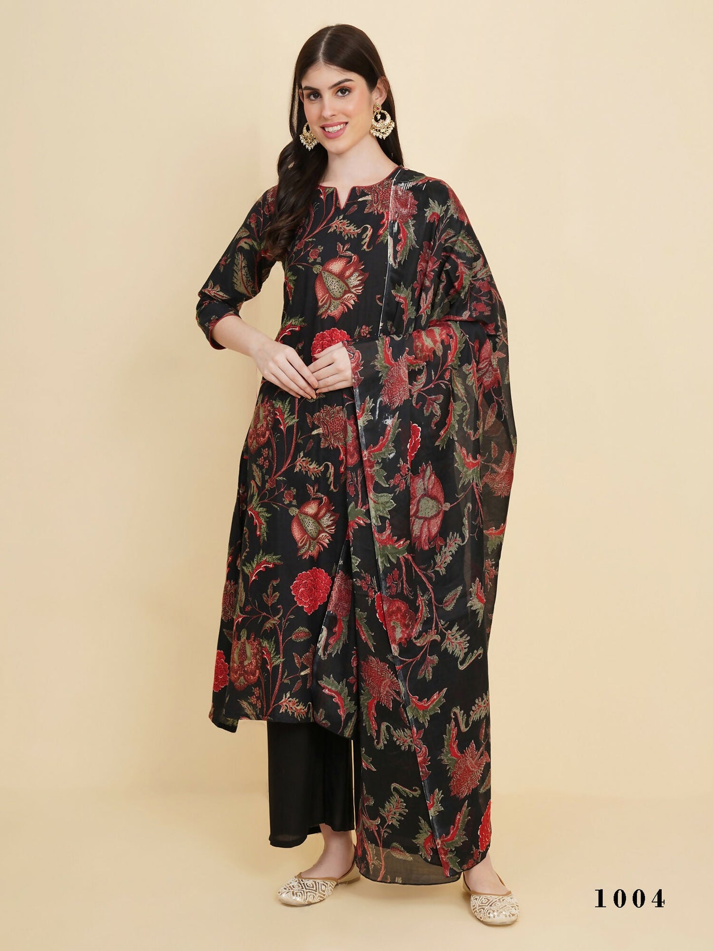 Designer Stylish black Cotton Stitched Suit With Dupatta - Tanisha | Swadesiicart