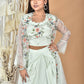 Morchari Women Hand Embroidery Crop Top-Sea Green - Swadesiicart