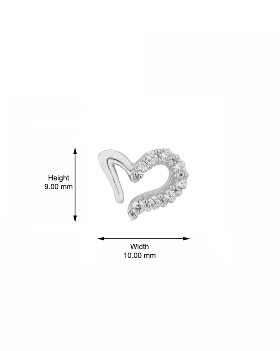 925 Sterling Silver Rhodium Plated With Cz Drop Heart Stud Earring For Women - Wahe Jewels - Swadesiicart