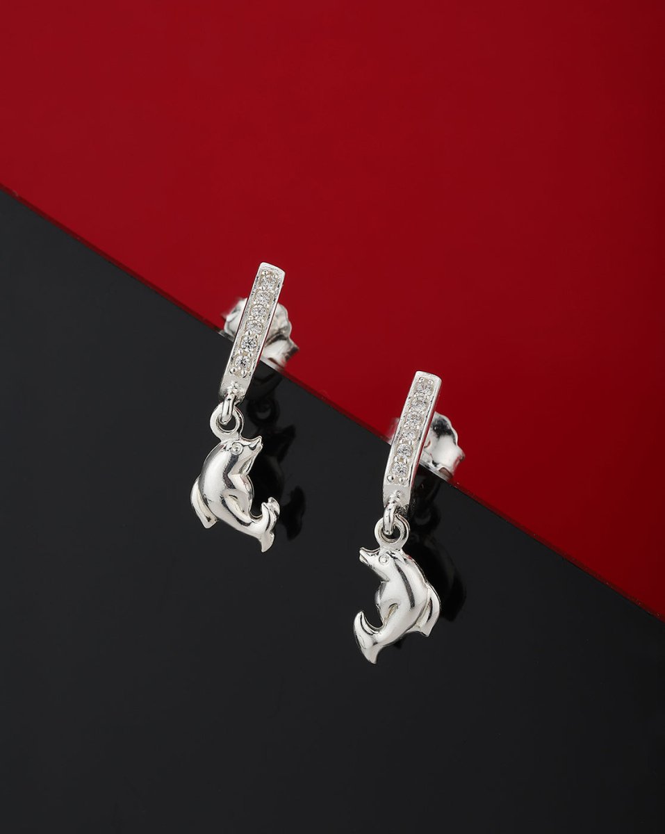 925 Sterling Silver Rhodium Plated With Leaf Drop Earring - Wahe Jewels - Swadesiicart
