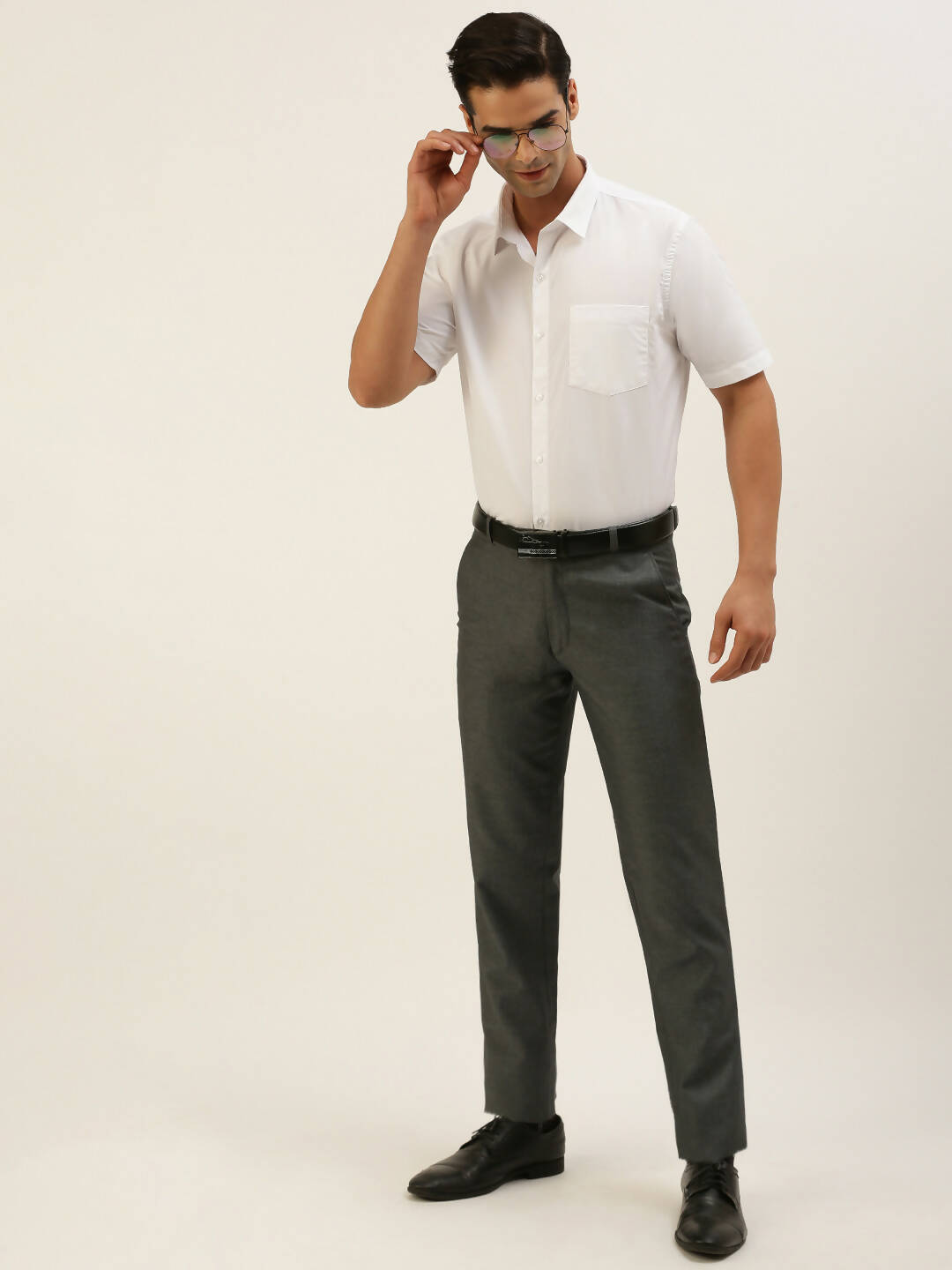 Ramraj Cotton Mens Half Sleeve Formal 100 % Cotton White Shirt | Swadesiicart