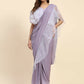 Light Purple Lycra Solid Ready to Wear Saree with stitched Blouse - Nita | Swadesiicart