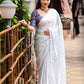 White Poly Silk Ethnic Motifs Saree with Unstitched Blouse - Hiral Fashion | Swadesiicart