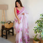 Vamsee Divisha White Organza Saree - Swadesiicart
