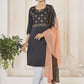 Jyoti Fashion Women's Black Pure Viscose Weaving Stripe with Embroidery Kurta Set | Swadesiicart
