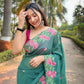 Vamsee Nimrat Sea Green Organza Silk Saree - Swadesiicart