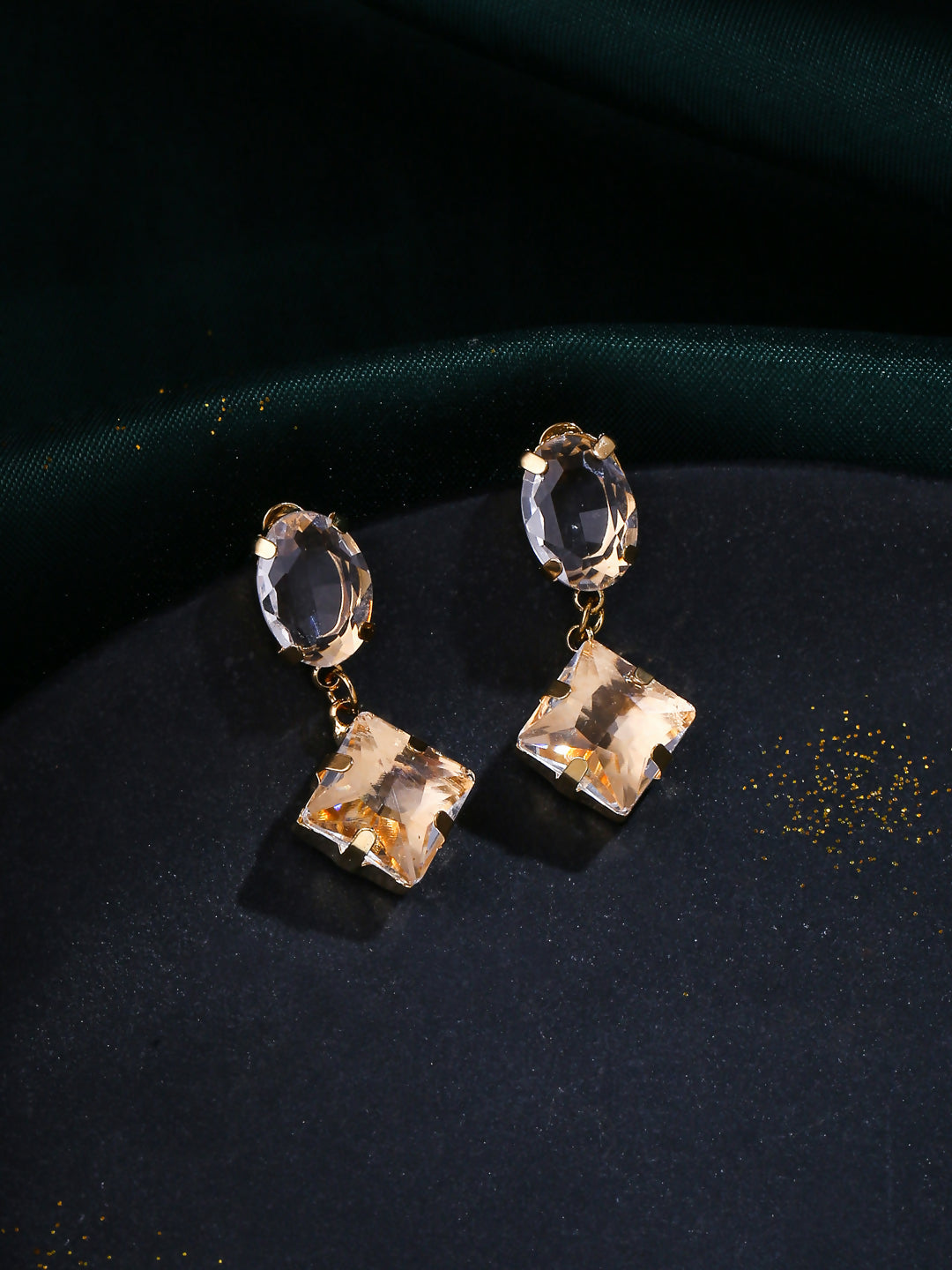 NVR Women Golden Cz Studded Studs Earrings | Swadesiicart