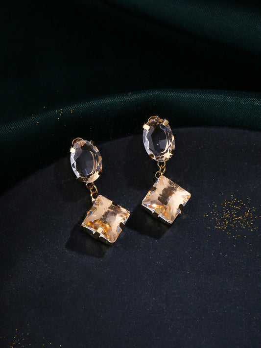 NVR Women Golden Cz Studded Studs Earrings | Swadesiicart