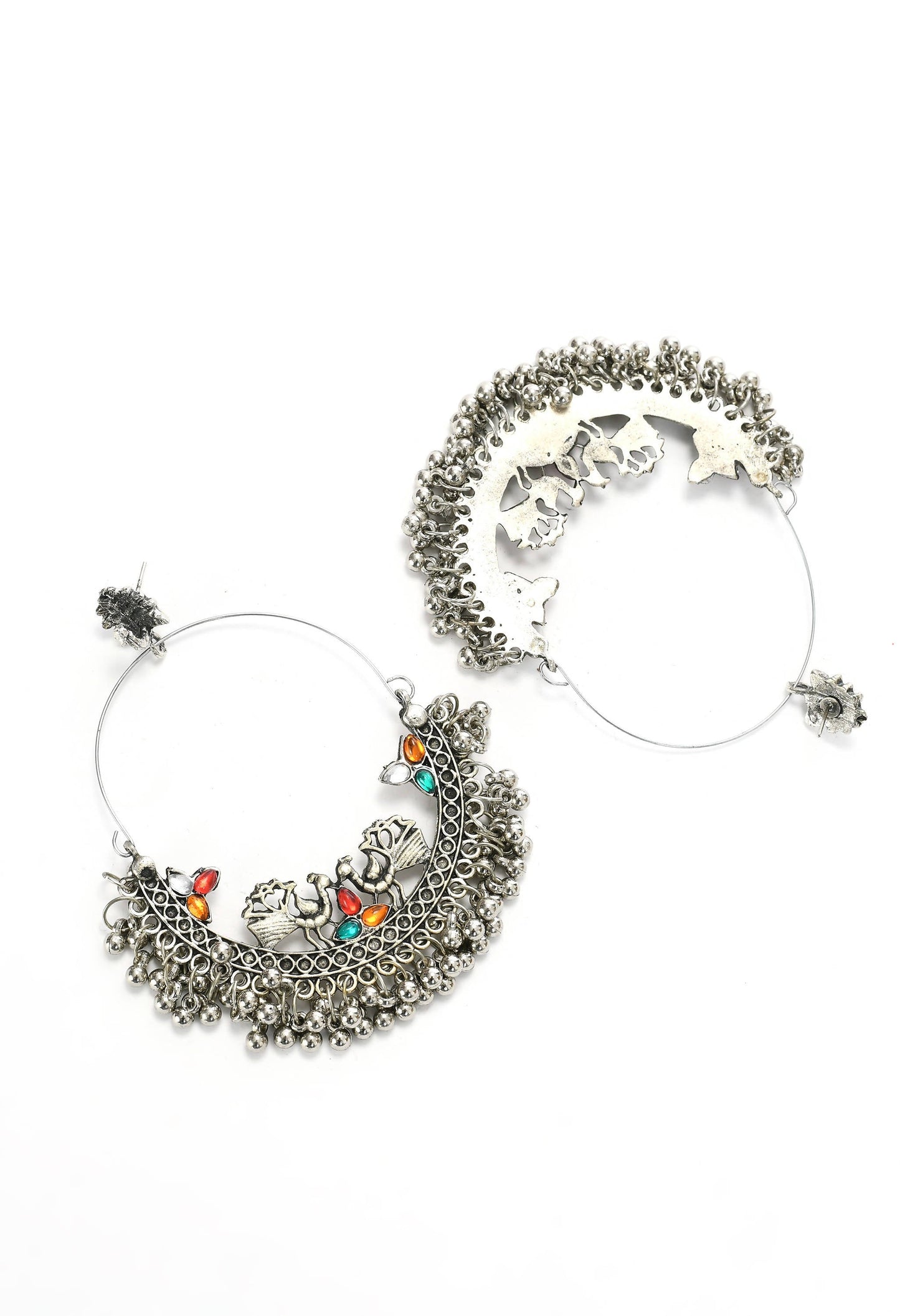 Mominos Fashion Johar Kamal Beautiful Peacock Design Chandbali Earrings - Swadesiicart