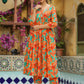 Janasya Orange Cotton Floral Kurta & Bottom | Swadesiicart