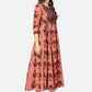 NOZ2TOZ Women's Printed & Hand Work Anarkali Cotton Brown Kurta (1Pc) - Swadesiicart