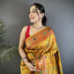 Joban Fashion Golden Yellow Banarasi Soft Silk Woven Saree | Swadesiicart