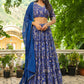 Janasya Blue Georgette Floral Lehenga Choli Dupatta | Swadesiicart