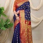 Jyoti Fashion Women's Navy Blue Banarasi Silk Zari Woven Saree with Blouse | Swadesiicart