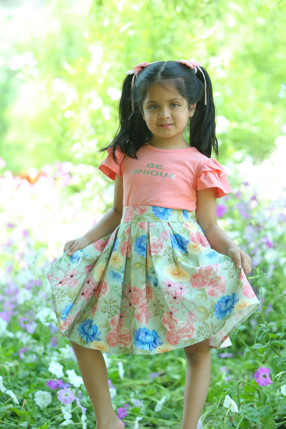 LH Luxury Fashion Liana Girls Tee & Skirt Set – Stylish & Comfortable Kids Co-ord - Swadesiicart