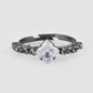 VOJ white CZ-detail Stainless Steel Cubic Zirconia Rhodium Plated Adjustable Finger Ring | Swadesiicart