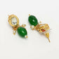 NVR Women's Green Artificial Beads Layered Necklace with Drop Earring - Swadesiicart