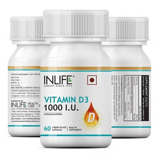 Inlife Vitamin D3 1000 IU Capsules | Swadesiicart
