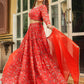 Janasya Red Georgette Floral Lehenga Choli Dupatta | Swadesiicart