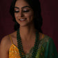 Long Layered Green Neckpiece wtih Kundan Studs Jewellery Set (Green) - Ruby Raang - Ruby Raang Studio