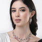 NVR Women Silver Plated & Maroon Cz Stone Handcrafted Jewellery Set - NR Retail-NVR