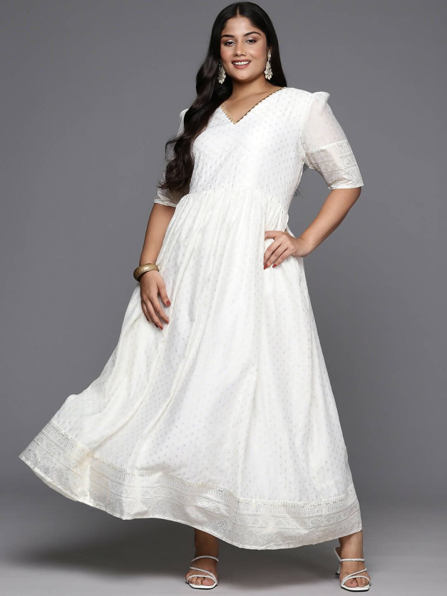 Ahalyaa Women's Traditional wear Ethnic Dress - Off White | Swadesiicart