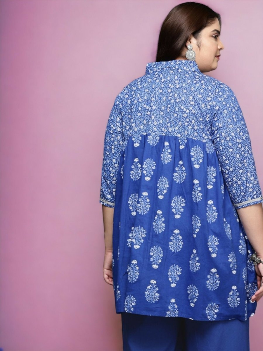 Ahalyaa Women's Traditional wear Tunic - Indigo blue | Swadesiicart