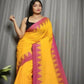 Exclusive Collection Beautiful Yellow Pure Cotton Woven Handloom Saree With Running Blouse Piece - Swadesiicart