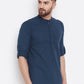 Even Apparels Blue Color Men's Pure Cotton Kurta With Band Collar | Swadesiicart