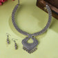 NVR Women Silver Toned Oxidised Jewellery Set - Swadesiicart