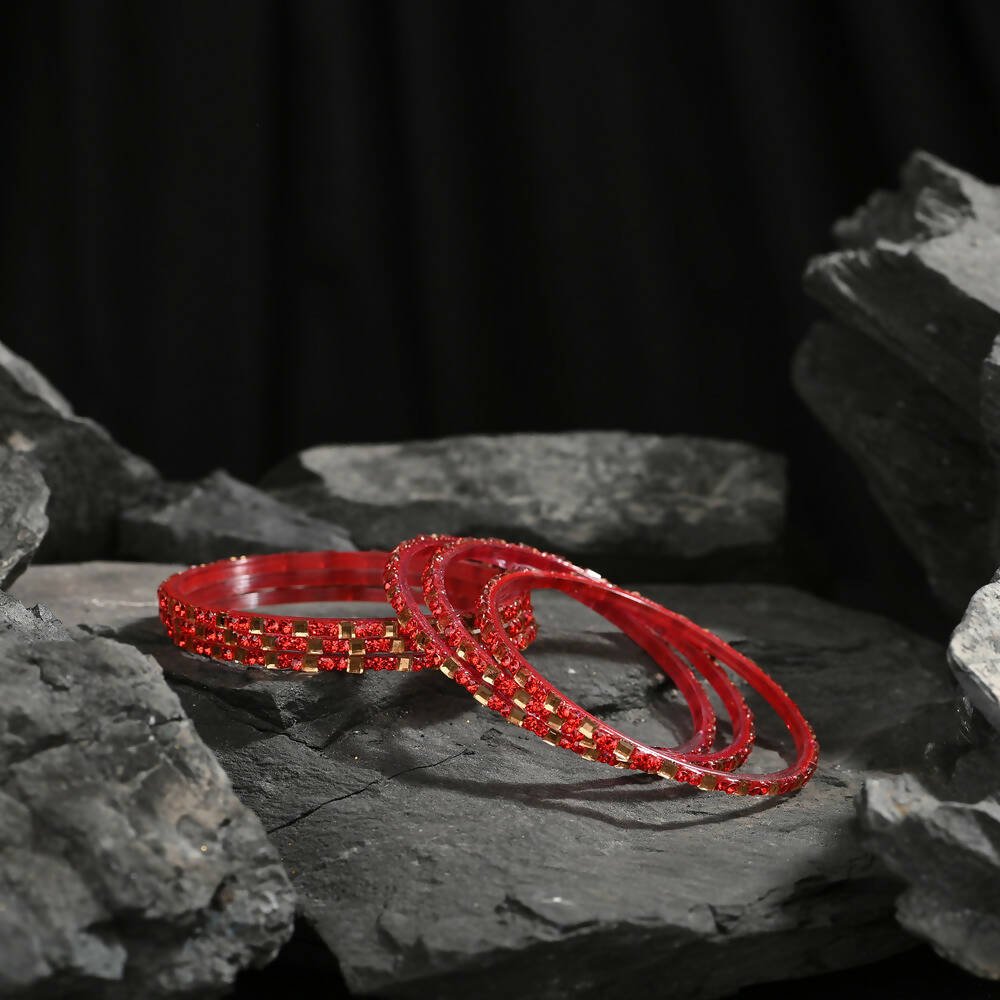 Afast Elegant Bridal & Wedding Party Fashion Bangle/Kada Set, Red, Glass, Pack Of 12 Model No- A11 - Swadesiicart