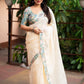 Blue Pure Linen Ethnic Motifs Saree with Unstitched Blouse - Hiral Fashion | Swadesiicart