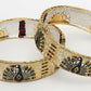 NVR Women's Set of 2 Gold-Polished Peacock Design Meenakari Handcrafted Bangles - Swadesiicart