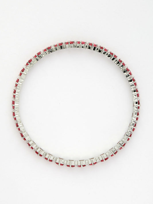 NVR Women's Set of 4 Pink CZ Stone-Studded Handcrafted Bangles - Swadesiicart