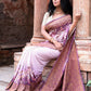 Joban Fashion Dark And Light Lilac Crepe Chiffon Pure Handloom Banarasi Silk Saree | Swadesiicart