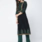 Aniyah Cotton Block Printed Black Straight Kurta (AN-131K) - Swadesiicart