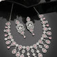 NVR Women's silver plated & Pink CZ stone handcrafted jewellery set - Swadesiicart