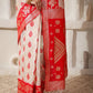 Shree Shyam Fashion Linen Cotton Red & White Saree