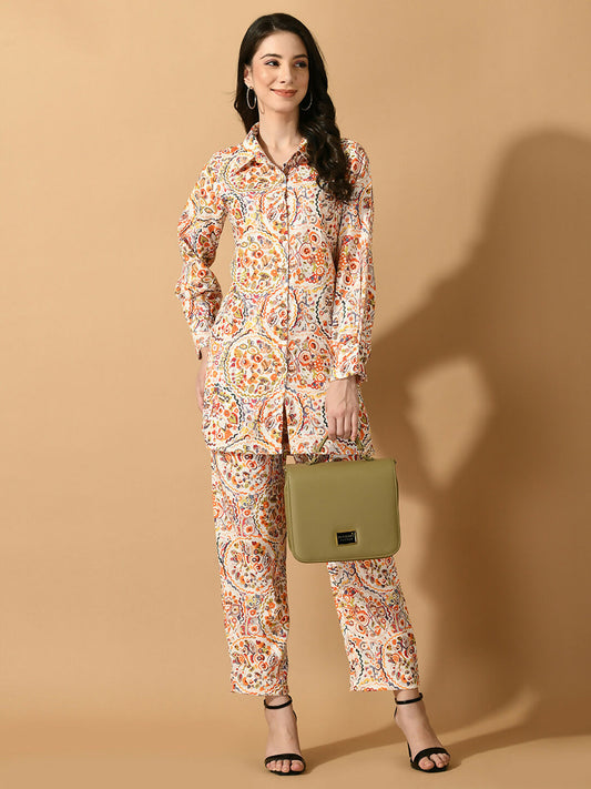 Myshka Women's Multi Printed Shirt With Trousers - Swadesiicart