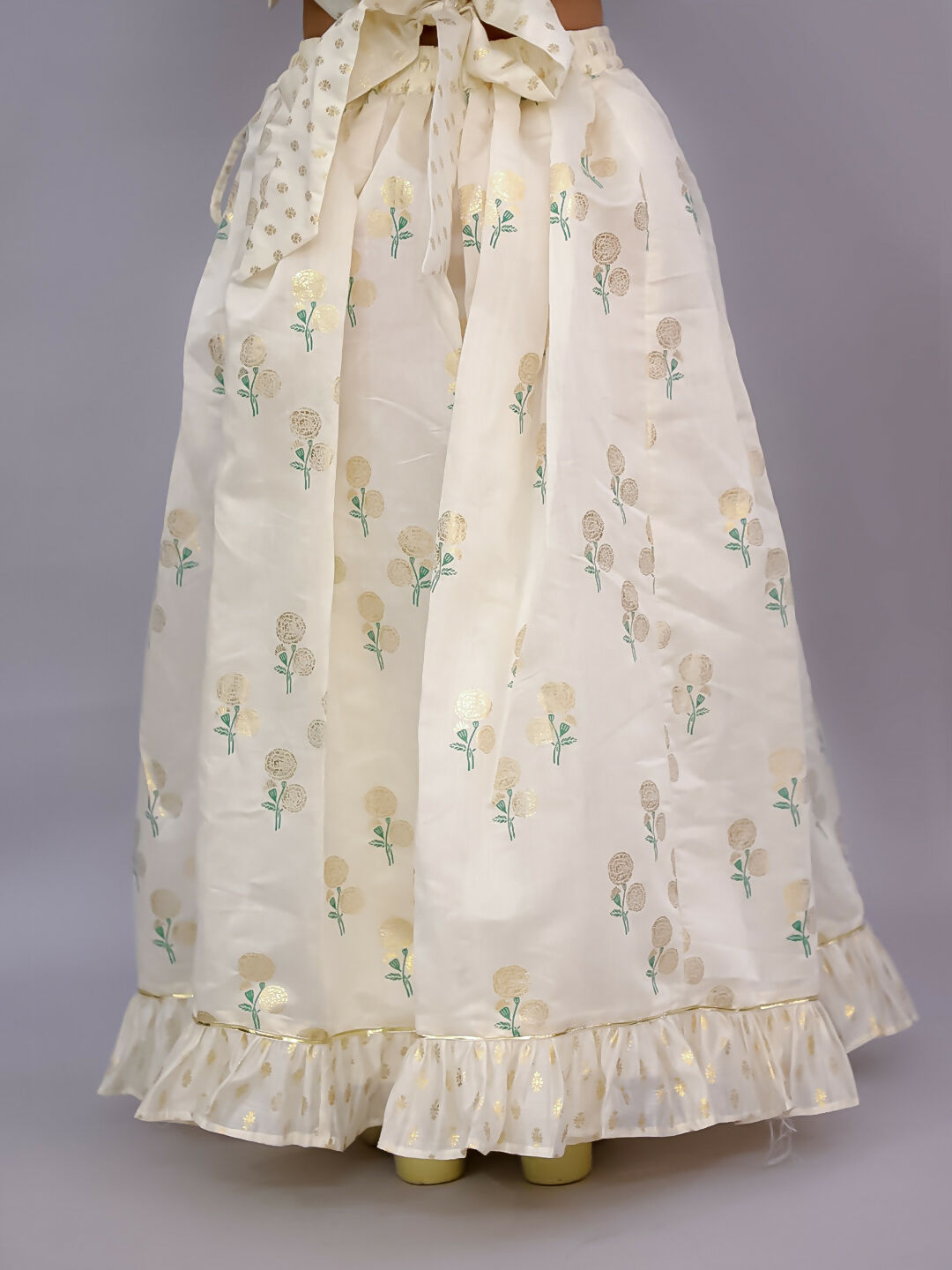 Lil Drama Mishti Off White Lehanga Choli Dupatta Set For Girls | Swadesiicart