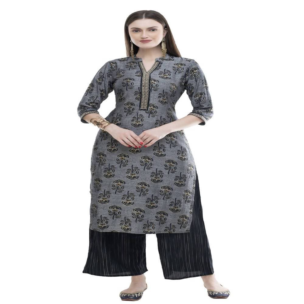 Lagi Women's Black Rayon Straight Printed Kurta & Palazzo (MRP102) | Swadesiicart