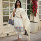The52 White Women's Beautiful Viscose Jacquard Fabric Printed Work Straight Kurta Pant and Dupatta Set - Swadesiicart