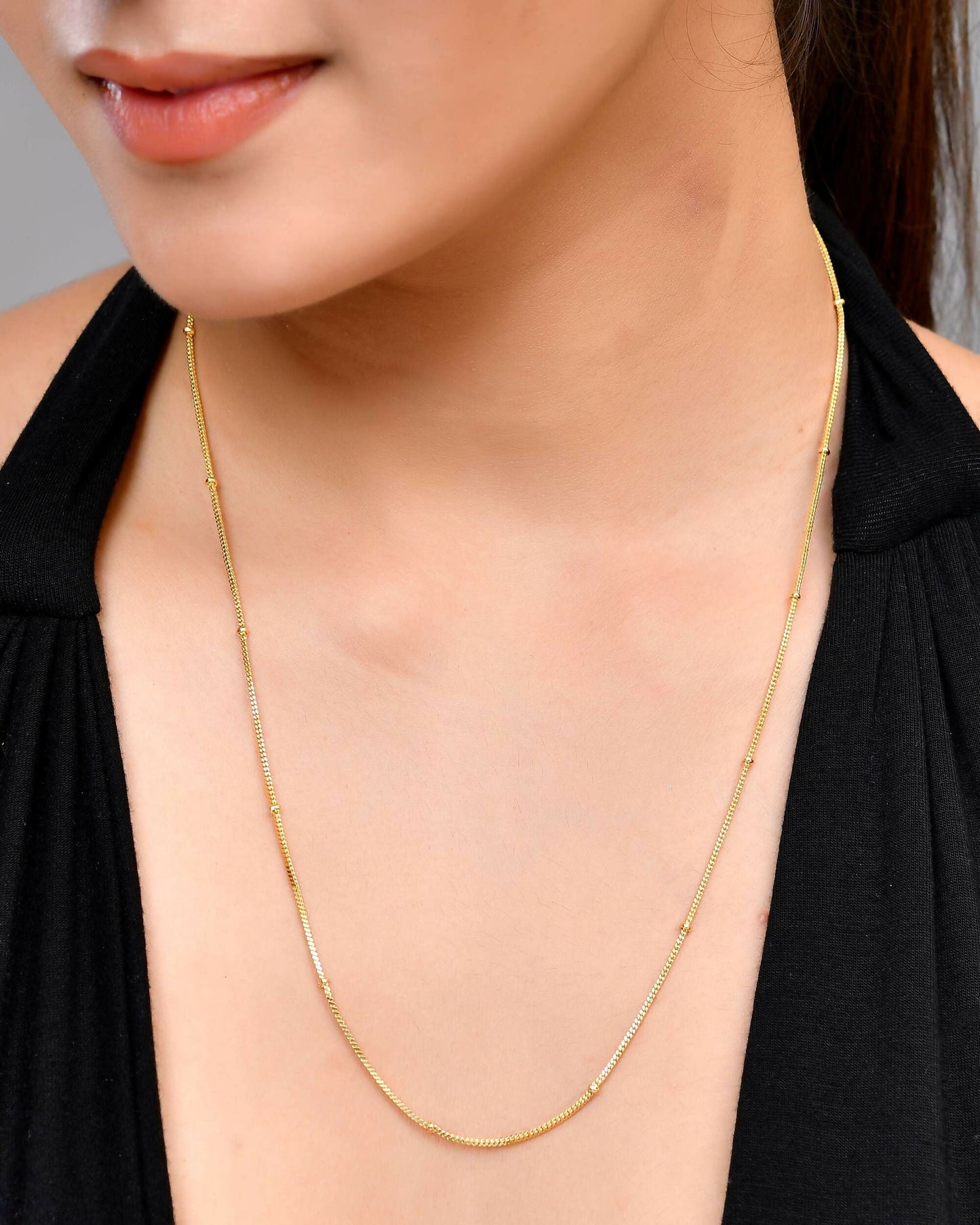 VOJ Gold-Polished Small Gold Beads Chain For Women | Swadesiicart